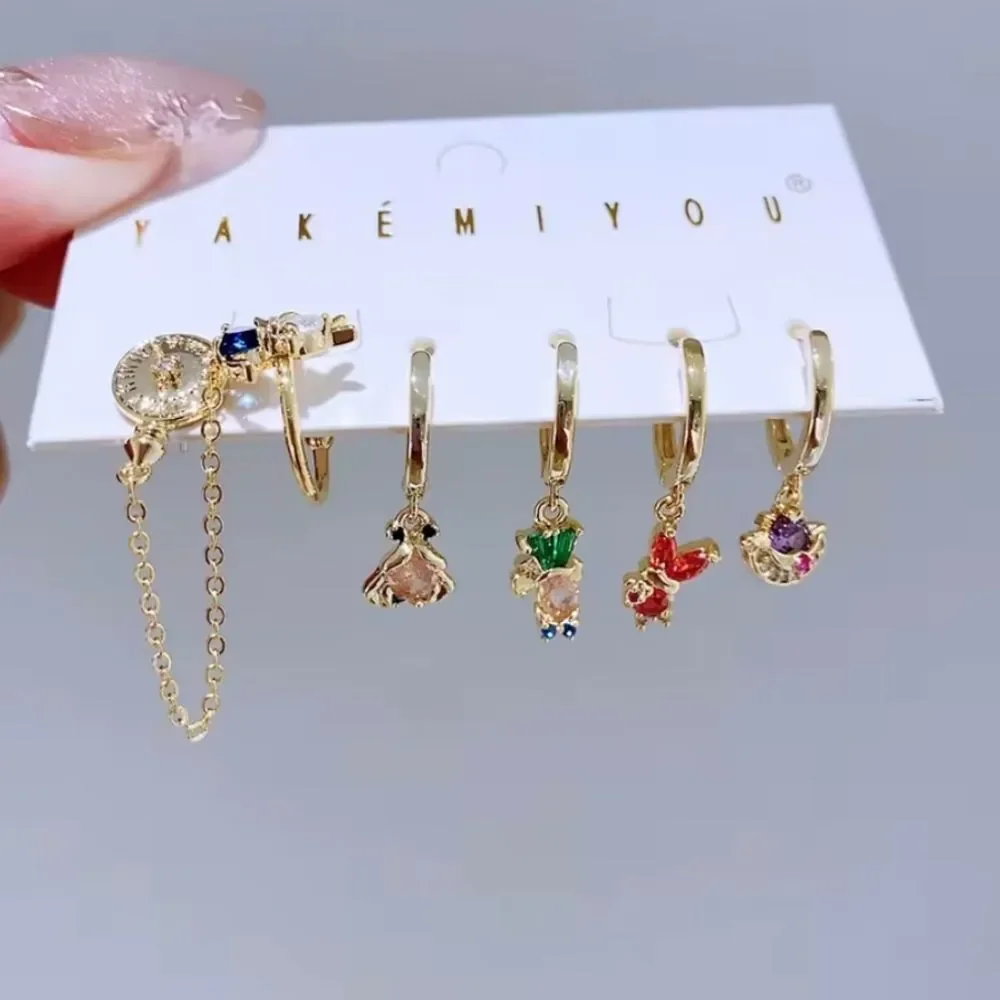 Alice In Wonderland 14K Gold Plated Gemstone Huggie Hoop Earrings